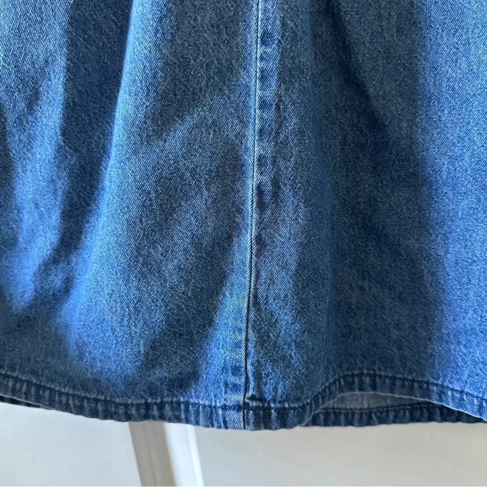 Vintage Bobbie Brooks Blue Denim Floral Embroidered Dress Women’s Size Medium - Picture 14 of 16